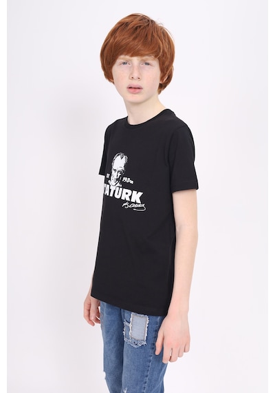 Toontoy Kids Toontoy Unisex Çocuk Baskılı Tişört Siyah