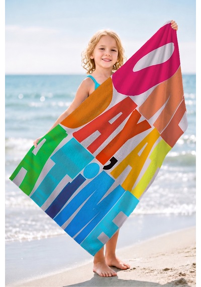 Yazılı Renkli Modern Plaj Havlusu - Tipografik Neon Gradient Tasarım Hızlı Kuruyan Mikrofiber Havlu Dalgın Karamel Yazılı Renkli Modern Plaj Havlusu - Tipografik Neon Gradient Tasarım Hızlı Kuruyan Mikrofiber Havlu Dalgın Karamel