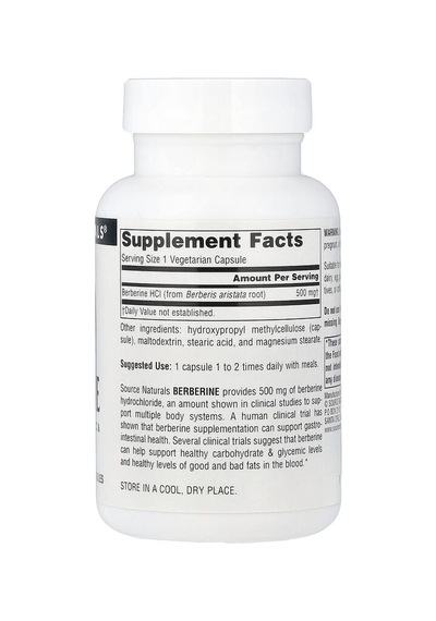 Source Naturals, Berberine, 500 Mg, 60 Vegetarian Capsules