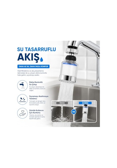 Dönebilen Filtreli Musluk Başlığı Su Tasarruflu Perlatör Başlık Oynar Başlı Sistem Lavabo Mutfak Uyumlu Yükse Diğer