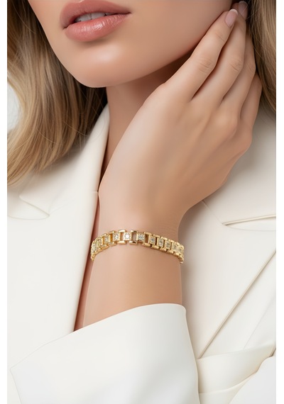 Eva Takı Store 14k Bakla Tank Geometrik Saat Kordon Model Bileklik Altın