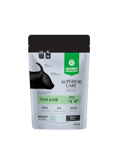 Nature S Protection Superior Care Koyu Tüylü Köpekler İçin Alabalıklı & Krilli Sos İçinde Yaş Köpek Maması 85g