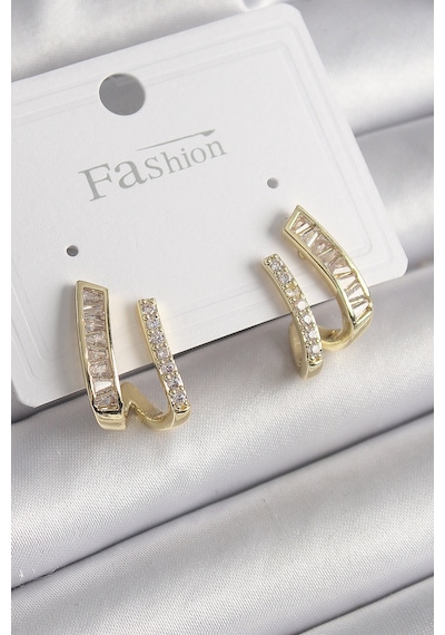 Clariss Pirinç Gold Renk Zirkon Taşlı Kadın Küpe Çok Renkli 44168038