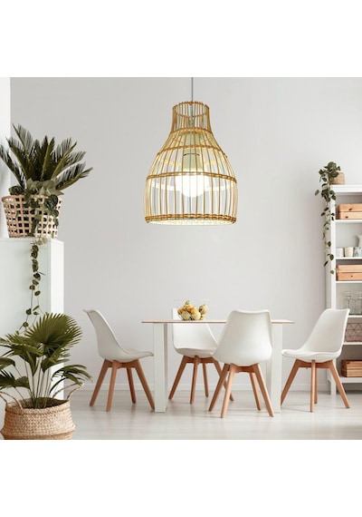 Suntek Rattan Abajur Avize Işık Fikstürü Kapak Art 18cmx26cm Bej