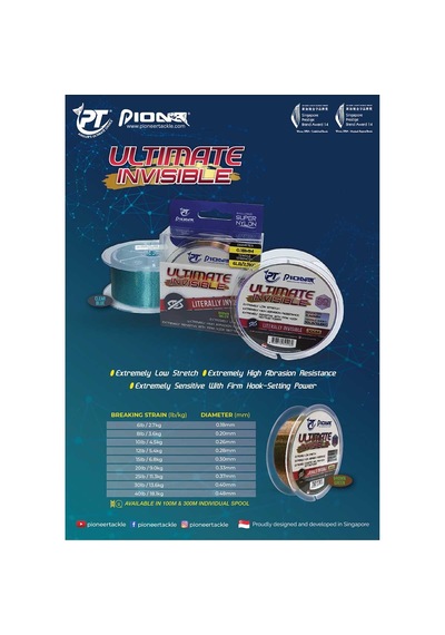 Pioneer Ultimate İnvisible 300metre Blue Clear Misina 0.33