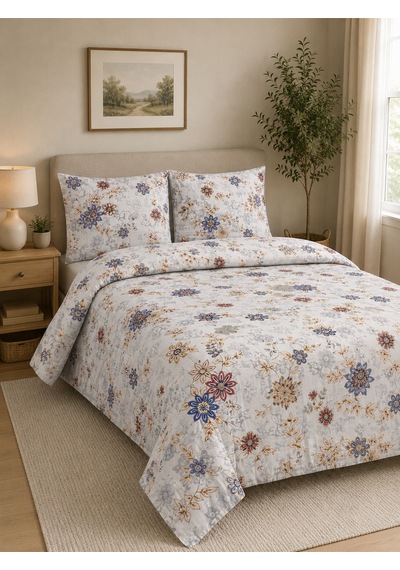 Çift Kişilik Nevresim Takımı %100 Pamuk 200x220 Lastikli Çarşaflı 160x200 Bej