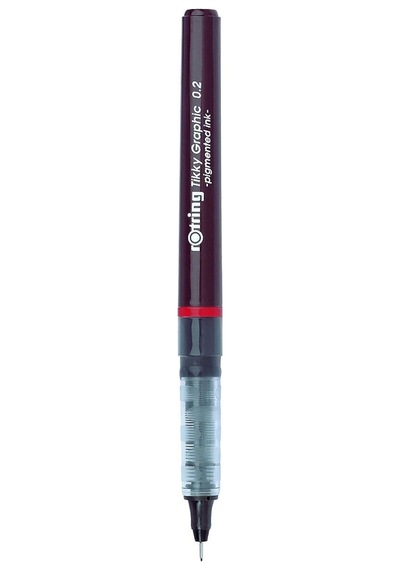 Ayrex Tikky Graphic Keçe Uçlu Teknik Çizim Kalemi, 0,2 Mm, Siyah Mürekkep