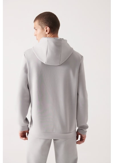 Avva Erkek Gri Sweatshirt Kapüşonlu Esnek Yumuşak Doku İnterlok Kumaş Standart Fit Normal Kesim B001101 Gri