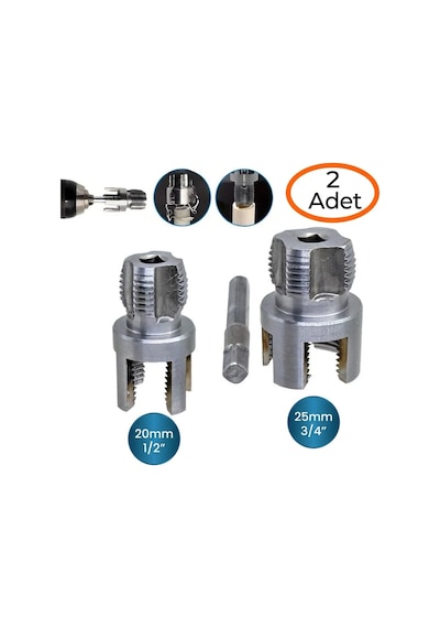 2 Li Set İç Dış Plastik Boru Diş Açma Seti 1/2 Ve 3/4 İnç Pvc Boru Pafta Klavuz 20mm 25mm Pprc