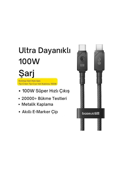 Baseus 11P10355800111-01 2 MT 100 W Hızlı Type-c To Type Şarj Kablosu