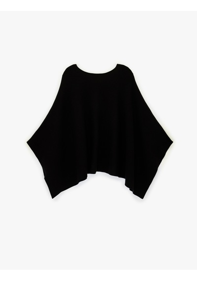 Koton Uzun Yarasa Kollu Bisiklet Yaka Oversize Triko Panço Siyah 6wak90579ht Siyah