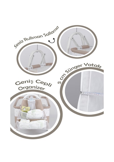 Chubby Baby İsme Özel Sallanır Beşik 5 CM Sünger Yataklı Organizerli Tüllü Cibinlikli Bebek Beşiği Bej Chubby Baby İsme Özel Sallanır Beşik 5 CM Sünger Yataklı Organizerli Tüllü Cibinlikli Bebek Beşiği Bej