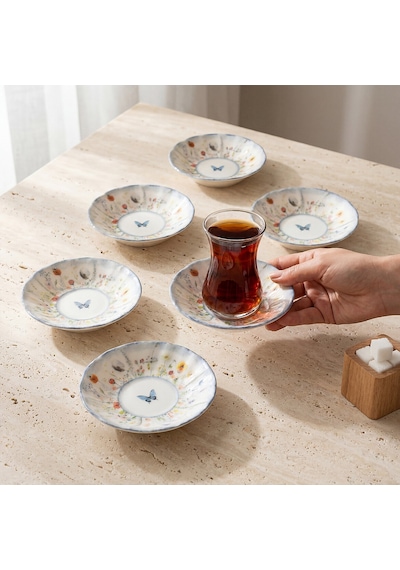 Güral Flora Blue 6 Parça Çay Tabağı 48833 Diğer