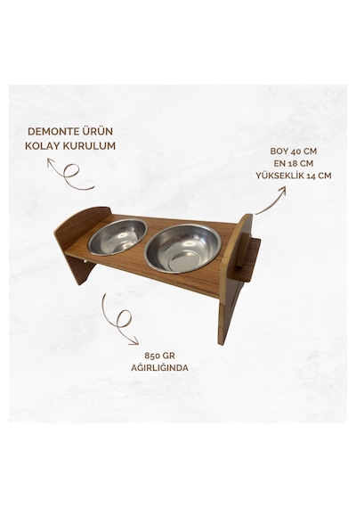Ayarlanabilir Yükseklik Ahşap Kedi Köpek Mama Ve Su Kabı