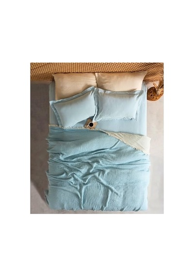 Müslin Pike Tek Kişilik, 100% Pamuk 4 Katlı Kaliteli Müslin Yatak Örtüsü, Dekoratif Şık Yumuşak Hafif Yazlık Pike Açık Mavi, Tek Kişilik 160x220 Cm Açık Indigo