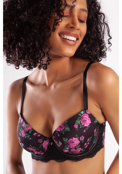 Lenaca Gardenia Big Size Plunge Bra, Siyah Konforlu Ve Şık Sütyen Çok Renkli