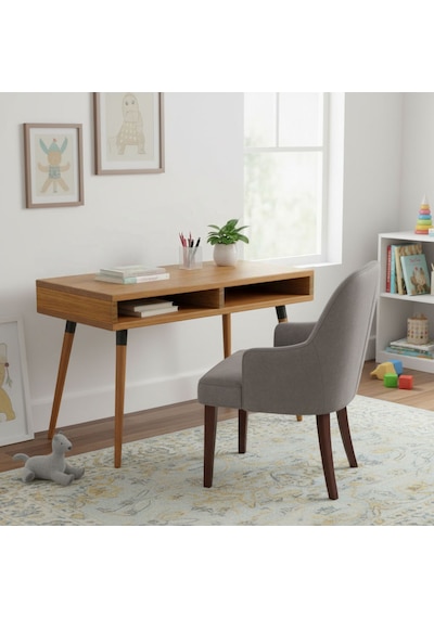 Mobenta Slot Desk Masif Çalışma & Laptop Masası, 2 Gözlü Depolama - 120 Cm, Tk Ahşap