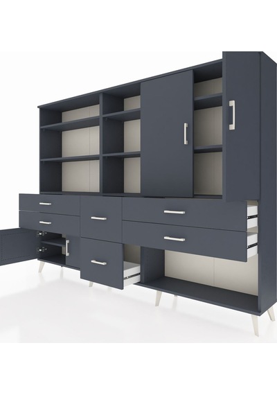 Arges Dolap 10 Raflı 6 Çekmeceli 4 Kapaklı 220x30x163 Antrasit-an Antrasit-antrasit Arges Dolap 10 Raflı 6 Çekmeceli 4 Kapaklı 220x30x163 Antrasit-an Antrasit-antrasit