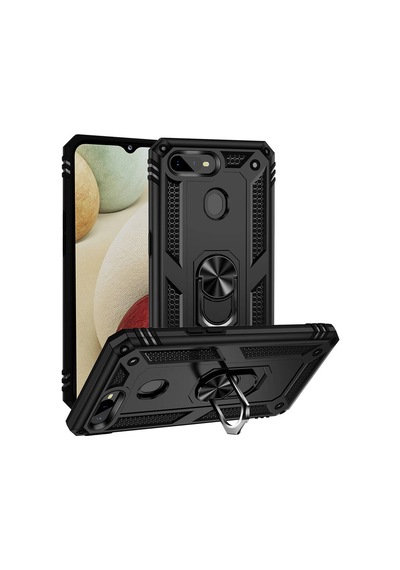Oppo Ax7 İle Uyumlu Kılıf Tam Koruma Yüzüklü Standlı Tank Gövdeli Telefon Kılıfı Kapak