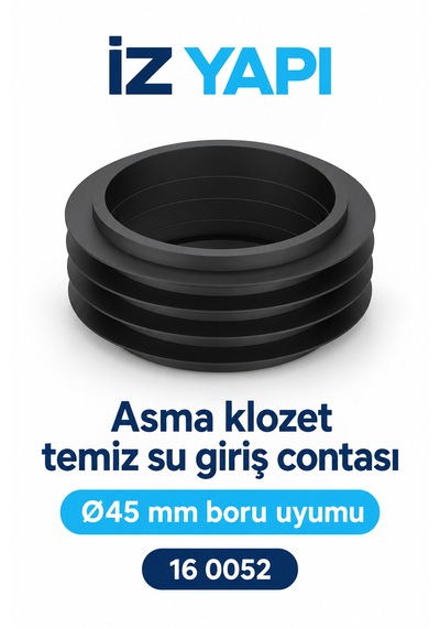 İz Yapı Asma Klozet Temiz Su Giriş Contası 45 Mm Kanatlı Gömme Rezervuar Boru Contası Siyah