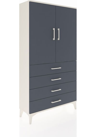 Arges Dolap Tek Raflı 4 Çekmeceli Tek Askılı 88x30x163 Aytaşı-antrasit Aytası