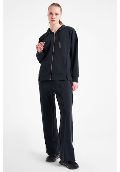 Lescon 25n-2103 Kadın Fermuarlı Kapüşonlu Sweatshirt - Siyah SiYAH