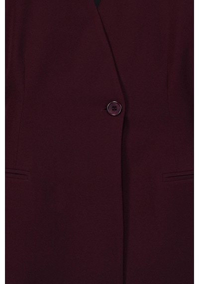 Kadın Bordo Yakasız Blazer Bordo