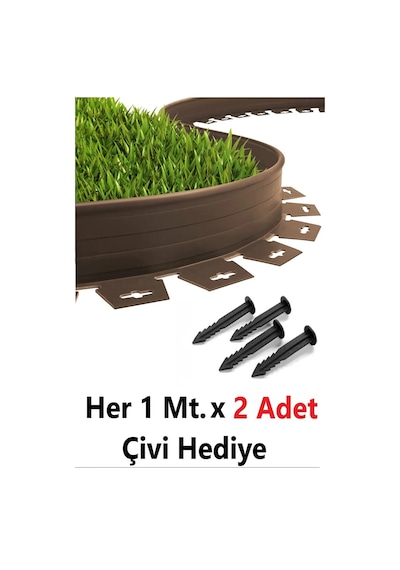 Mgf Çim Ayırıcı 5 Mt Kahve Çim Sınırlayıcı Taş Toprak Ayıracı Çim Taş Toprak Bariyeri Ayraç Beyaz Ayırıcı