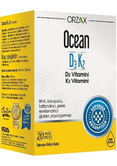 Ocean D3 Ve K2 Vitamini Içeren Takviye Edici Gıda Damla 20 Ml
