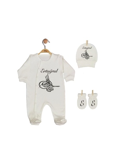 Pia Baby Gl 1953-02 İsme Özel Beşli Tulum Set Krem