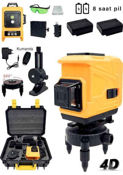 Pro 360 12 Köşe Otomatik Hizalamalı Lazer Metre Hizalama Yeşil Çizgili Lazer Hizalama Su Terazisi.