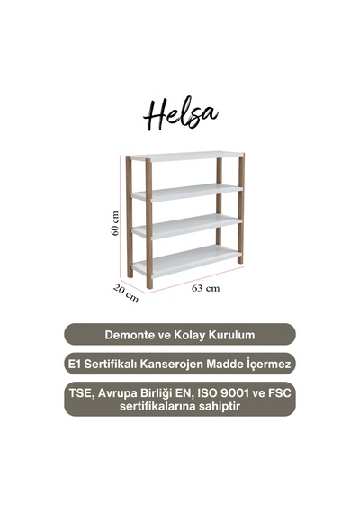 Helsa Beyaz Ahşap 4 Katlı Çiçeklik, Saksılık, Çiçek Standı, Dekoratif Raf - Çok Amaçlı Kullanım Beyaz - 663059929 Beyaz