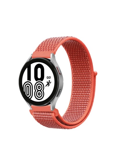Newface - 986 - Samsung Galaxy Uyumlu Watch 4 Hasırlı Cırtcırtlı Kordon - Glblseme - - Turuncu