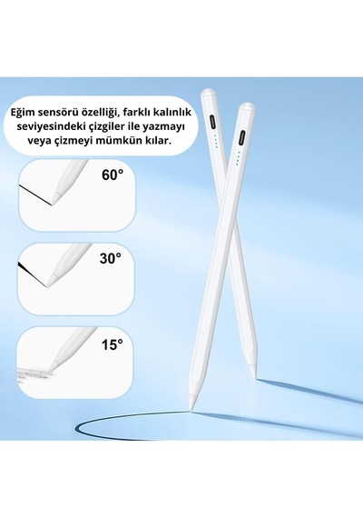 İpad 2018-2026 İçin Stylus Tablet Kalem 2018 Sonrası Tüm İpad Modellerinine Uyumlu Eğim Sensörlü Avuç İçi Reddi Aktif Stylus Kalem Beyaz Belirtilmemiş