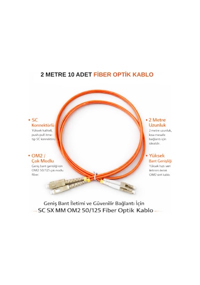 2 Metre Sc-lc Mm Om2 50/125 Dx Patch Kablo Patch Cord 10 Adet