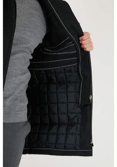 Buratti Slim Fit Çıkarılabilir Tüylü Yaka Detaylı Astarlı Kaşe Erkek Kaban 58400217 Füme