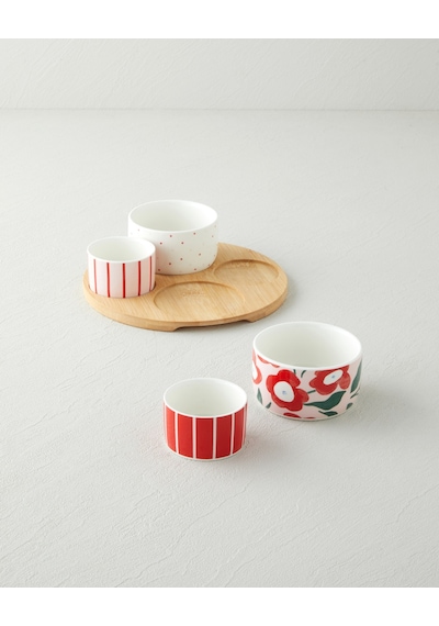 English Home Brighter Stoneware 5 Parça Sunumluk 20 Cm Kırmızı-pembe