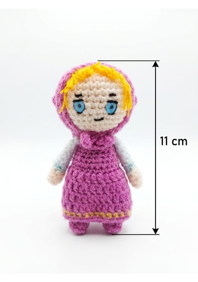 Afacan Kız Amigurumi Örgü Oyuncak -Çizgi Film Karakteri Hediyelik Figür 11 Cm