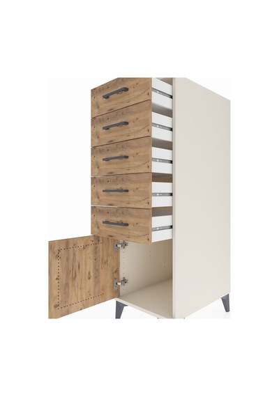 Kronos Dolap 5 Çekmeceli Tek Kapaklı 44x59x134 Aytaşı-çam Aytaşı