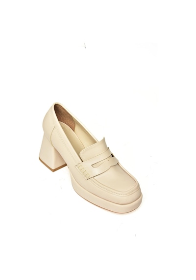 Fox Shoes T569013709 Bej Kalın Topuklu Kadın Ayakkabı Bej