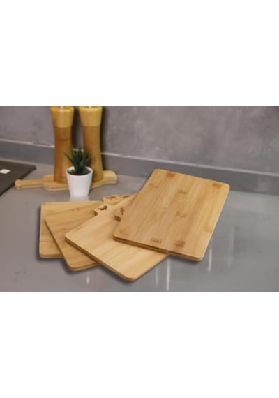 Bambu Standlı Kesme Tahtası 4lü Set - M7b11 Diğer