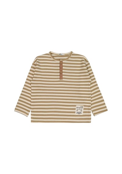 Civil Boys Çizgili Sahte Patlı 6-9 Yaş Sweatshirt Kahverengi