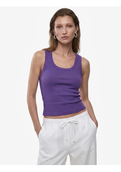 Koton Pamuklu U Yaka Slim Fit Atlet Mor 6sak10269ek