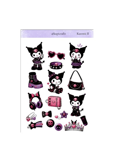 5 Sayfa Kuromi Sticker Seti- Kuromi Sticker 0