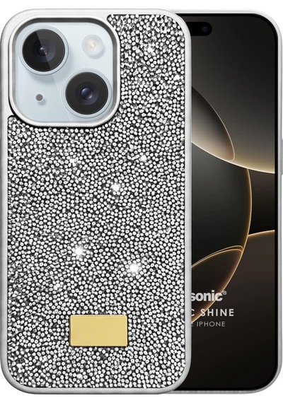 Microsonic Apple iPhone Uyumlu 15 Kılıf Cosmic Shine Gümüş -
