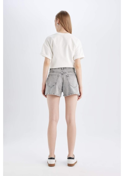 Defacto Mom Fit Yüksek Bel Jean Şort C0689ax24hsnm55 Gri