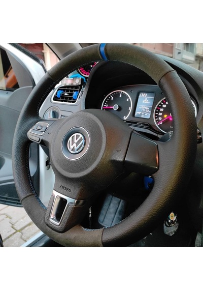 Volkswagen Polo Araca Özel Direksiyon Kılıfı Tüylü Alcantra Nokt