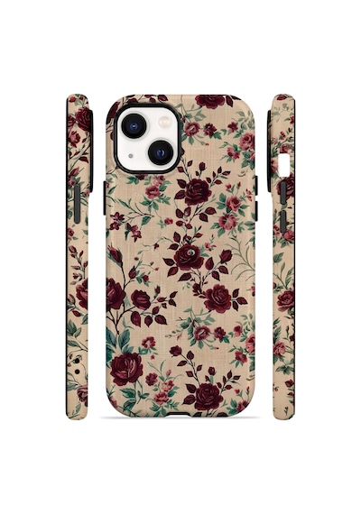 Velvoria Valestra Bordo Botanik Apple iPhone Uyumlu 15 Darbe Korumalı Kılıf Valestra Select - Bordo Botanik