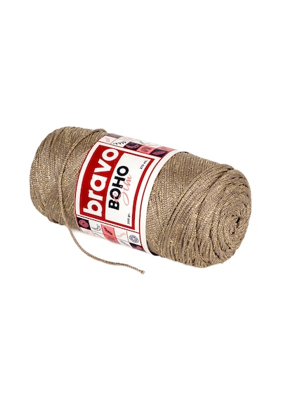 Boho Simli Polyester Makrome İplik 200 Gr 270 Metre Renk Kodu: 040a Vizon Altın