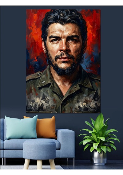 Che Guevara Karizmatik Portre Çalışması Dekoratif Kanvas - Mdf Ahşap Tablo